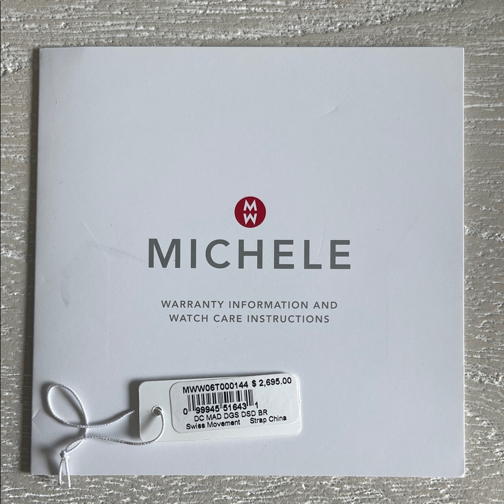 Michele Two-Tone Gold and Silver Diamond Bezel Square Watch with Red Crown - Picture 2 of 10